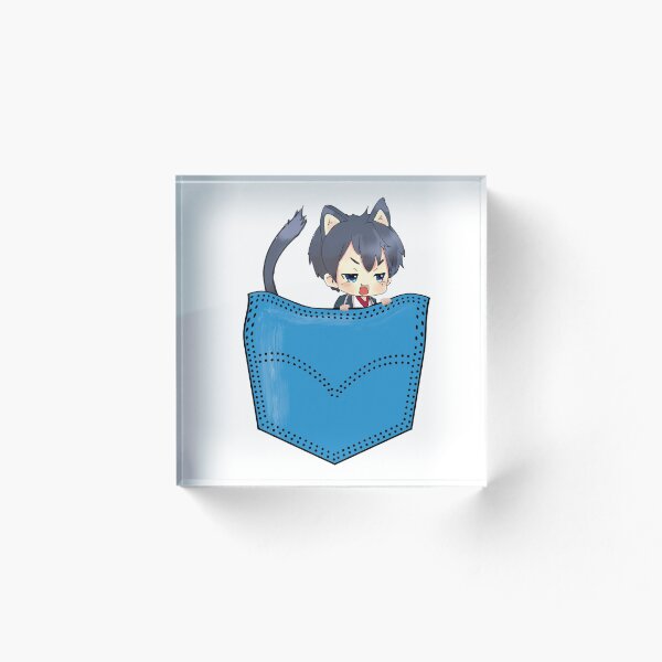 Aperçu de l'œuvre Kawaii Anime Cat Boy avec oreilles et queue jetant un coup d'oeil hors de la poche créée et vendue par StormyMuse.