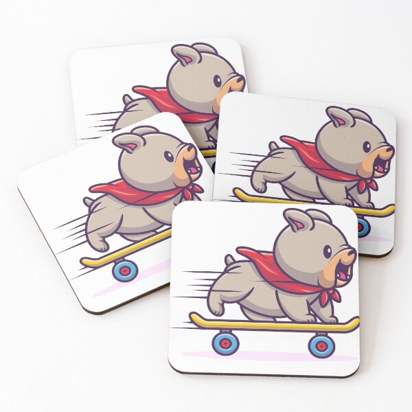 Item preview, Cute Bulldog Playing Skateboard Cartoon White Background designed and sold by BigBoyFunky.