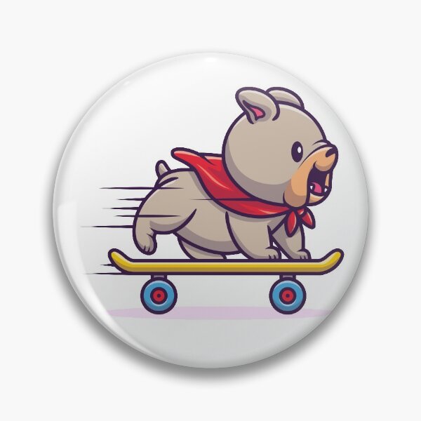 Artikelvorschau, Niedliche Bulldogge, die weißen Hintergrund des Skateboard-Cartoons spielt entworfen und verkauft von BigBoyFunky.