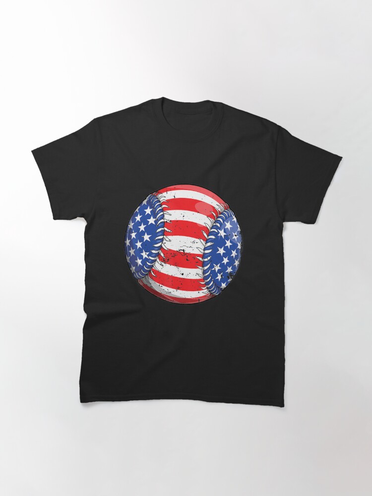 Alternate view of Baseball American Flag 4Th Of July Kids Boys S Classic T-Shirt