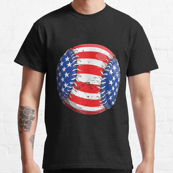 Baseball American Flag 4Th Of July Kids Boys S Classic T-Shirt