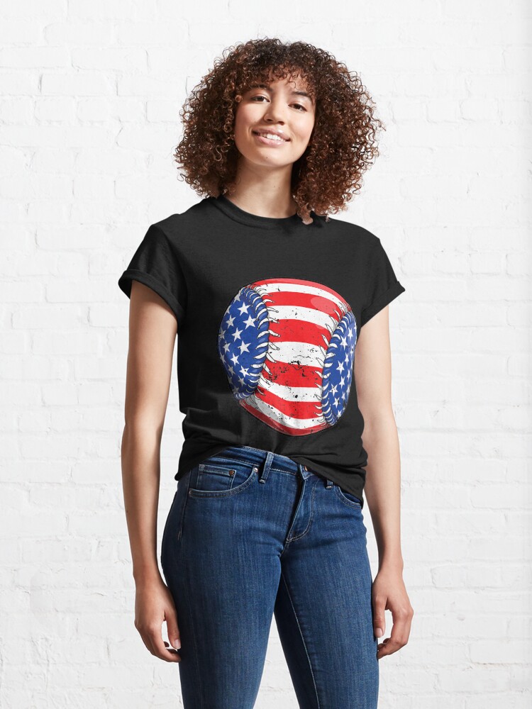 Alternate view of Baseball American Flag 4Th Of July Kids Boys S Classic T-Shirt