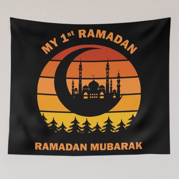 Item preview, My First Ramadan 1st Ramadan Mubarak Ramadan Kareem Mosque Crescent Dawn Dusk designed and sold by FrazierGriffey.
