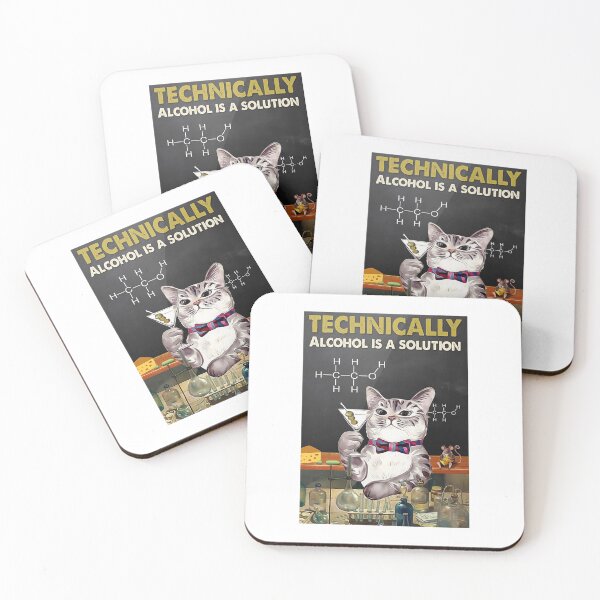 Item preview, Cat Technically Alcohol Is A Solution Poster designed and sold by JoaoGCosta.