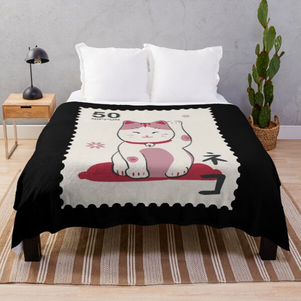 Item preview, Japanese pink cat stamp designed and sold by RRdesigned.
