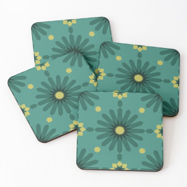Item preview, Geometric Starbursts - Teal designed and sold by latheandquill.