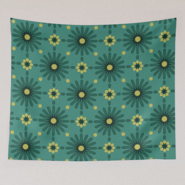 Item preview, Geometric Starbursts - Teal designed and sold by latheandquill.