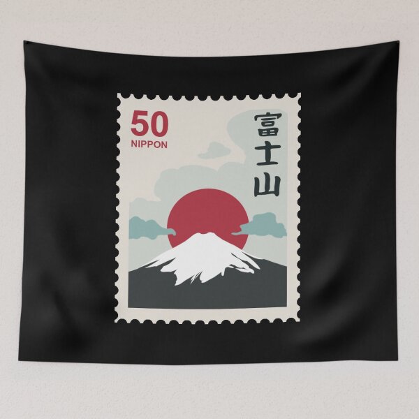 Item preview, Japanese flag inspired mountain stamp designed and sold by RRdesigned.