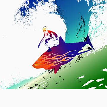 Artwork thumbnail, Badass Surfer on Shark with a Flamejob by mournblade1066