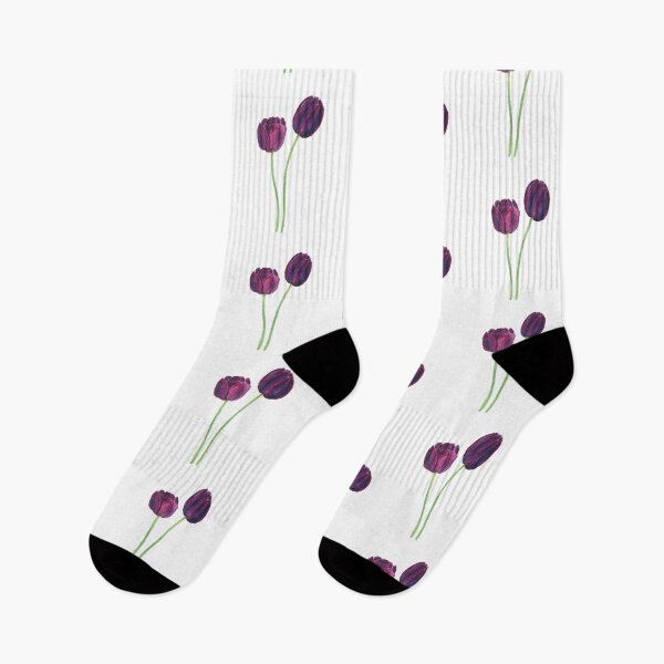 Aperçu de l'œuvre Deux tulipes violettes peintes à la main à l'aquarelle créée et vendue par ColorandColor.