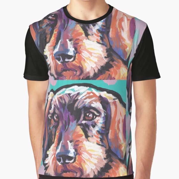 wire haired Dachshund Dog Bright colorful pop dog art Graphic T-Shirt