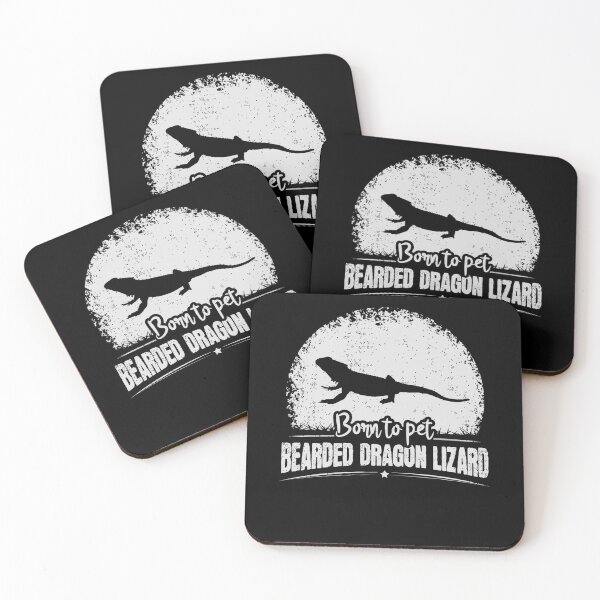 Beardie Funny Saying Born To Pet Bearded Dragon Lizard Coasters (Set of 4)