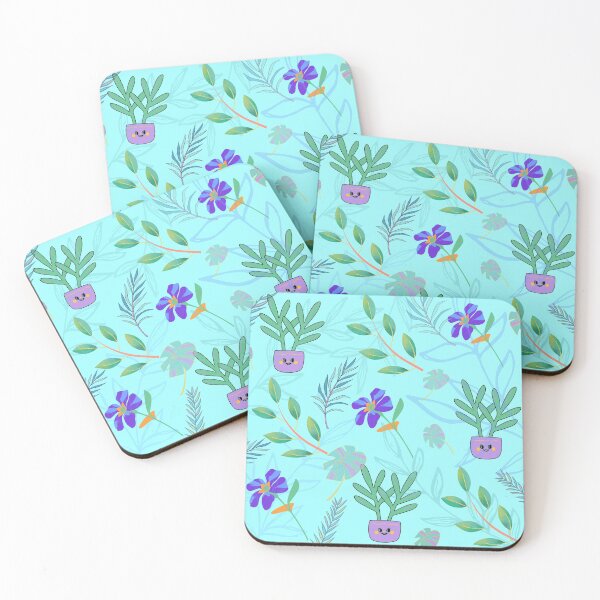 Item preview, Tropic leaves and flowers (light blue) designed and sold by ojasha.