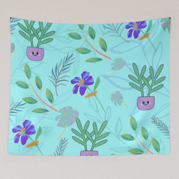 Item preview, Tropic leaves and flowers (light blue) designed and sold by ojasha.