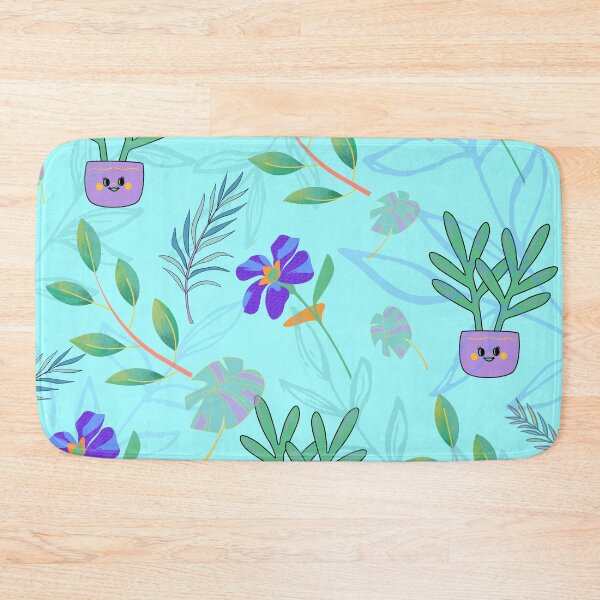 Item preview, Tropic leaves and flowers (light blue) designed and sold by ojasha.