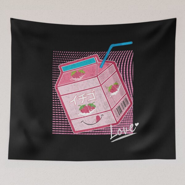 Item preview, Love Strawberry Milk Shake Carton Box With A Straw Japanese Aesthetics Otaku Lover Anime 70s Gift designed and sold by alenaz.