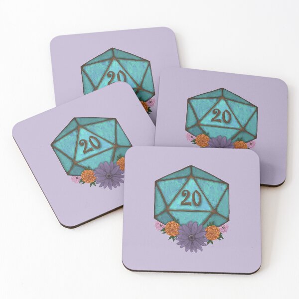 Item preview, Aqua Blue D20 Nat 20 Die With Flowers designed and sold by Cat-Clawz.