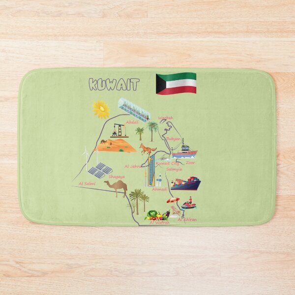 Item preview, Kuwait map destinations Landmarks tourist attractions with names of the major cities designed and sold by mashmosh.