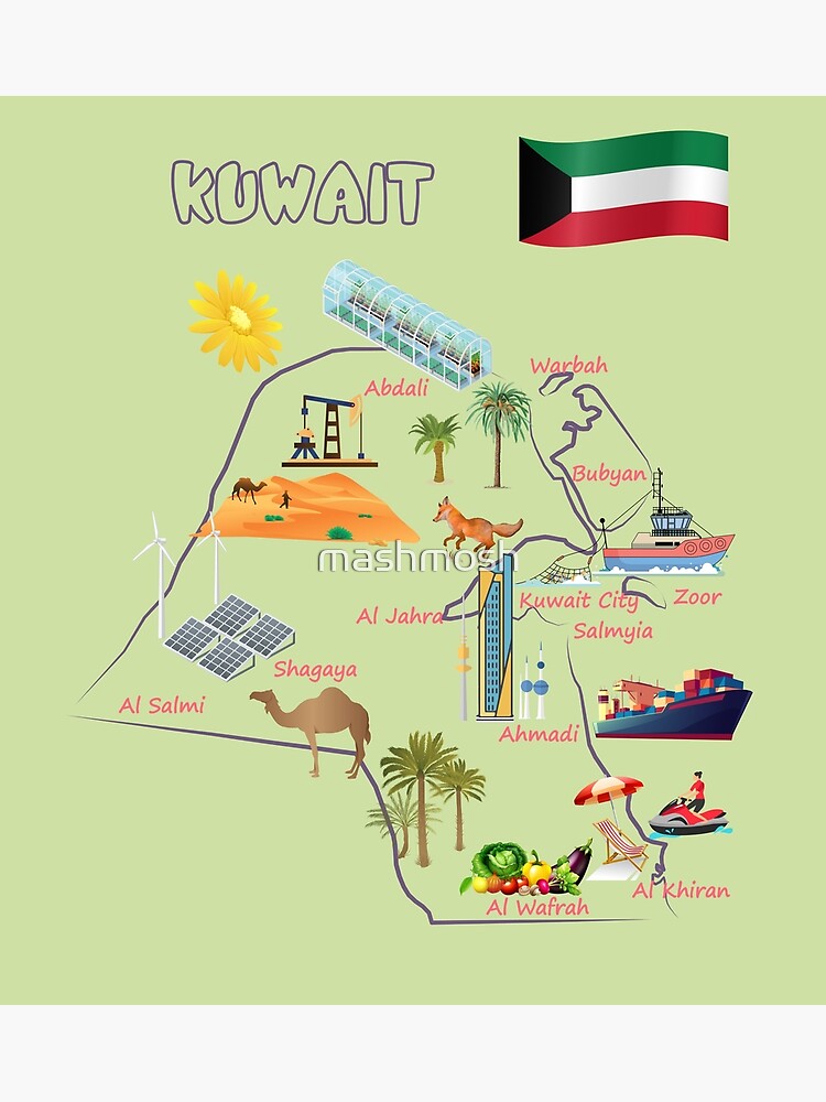 "Kuwait map destinations Landmarks tourist attractions with names of