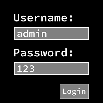 Artwork thumbnail, Login Form, Username Admin Password 123, Software Developer, Software Engineer, Computer Science, Programmer, Programming Humor by Max-Wear