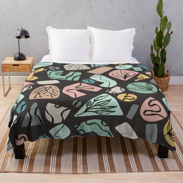 Abstract Sicilia Pattern - Dark Grey Throw Blanket