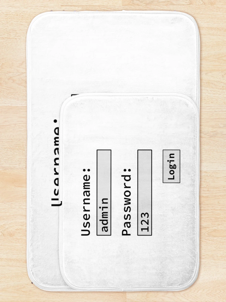 Thumbnail 5 of 6, Bath Mat, Login Form, Username Admin Password 123, Software Developer, Software Engineer, Computer Science, Programmer, Programming Humor, Light designed and sold by Max-Wear.