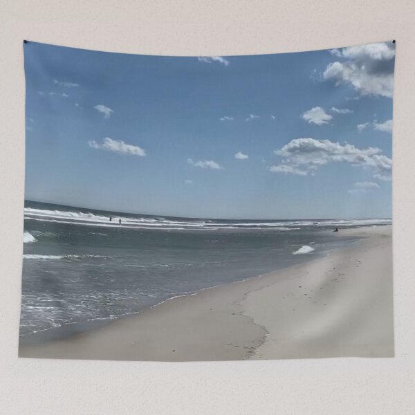 Item preview, Summer In The Air Sky Scattered Puffy White Clouds Warm Ocean Water Sandy Beach in New Jersey designed and sold by NadeenInspires.