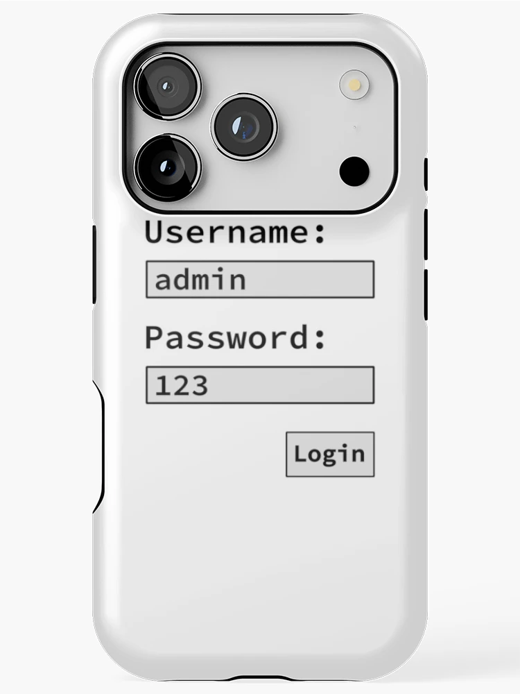 Thumbnail 1 of 4, iPhone Case, Login Form, Username Admin Password 123, Software Developer, Software Engineer, Computer Science, Programmer, Programming Humor, Light designed and sold by Max-Wear.