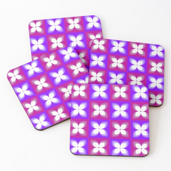 Item preview, Geometric four petal purplish abstract flowers designed and sold by FlamesandFrost.