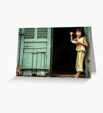 Girl with Red Spoon 0102 Greeting Card
