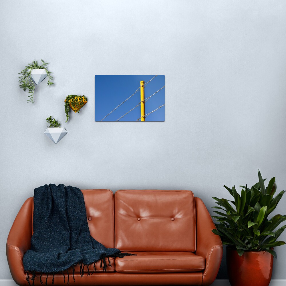 Yellow on Blue Metal Print