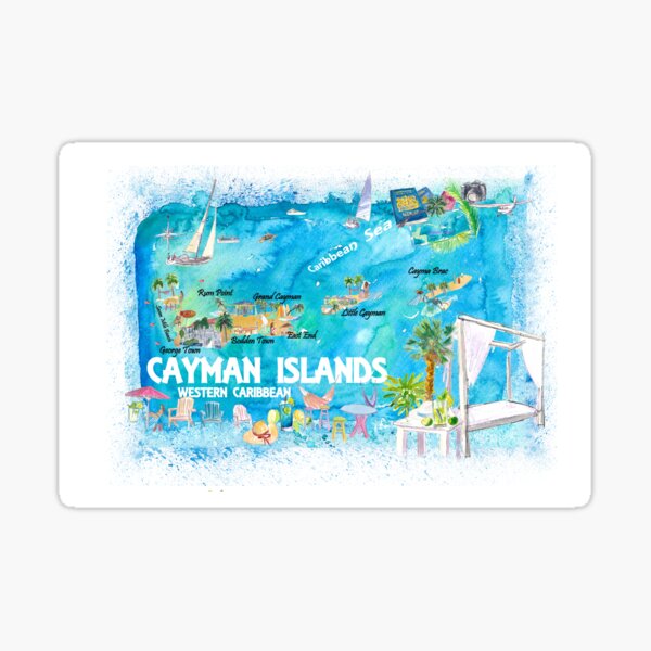 Item preview, Cayman Islands Illustrated Travel Map with Roads and Highlights designed and sold by artshop77.