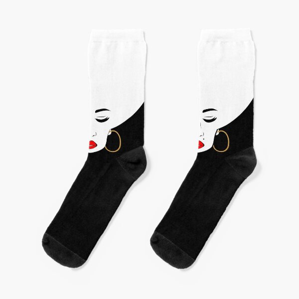 Minimalist Woman with Afro Hair Socks