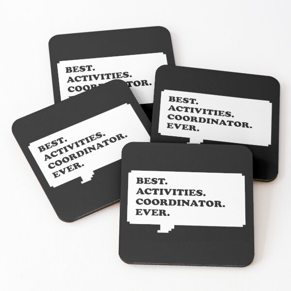 Item preview, Activity Coordinator - funny "BEST ACTIVITIES COORDINATOR EVER"  in Black and White retro arcade nostalgia speech bubble (dark mode) designed and sold by Deegital18.