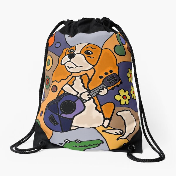 Cool Funny Cavalier King Charles Spaniel Abstract Art Drawstring Bag