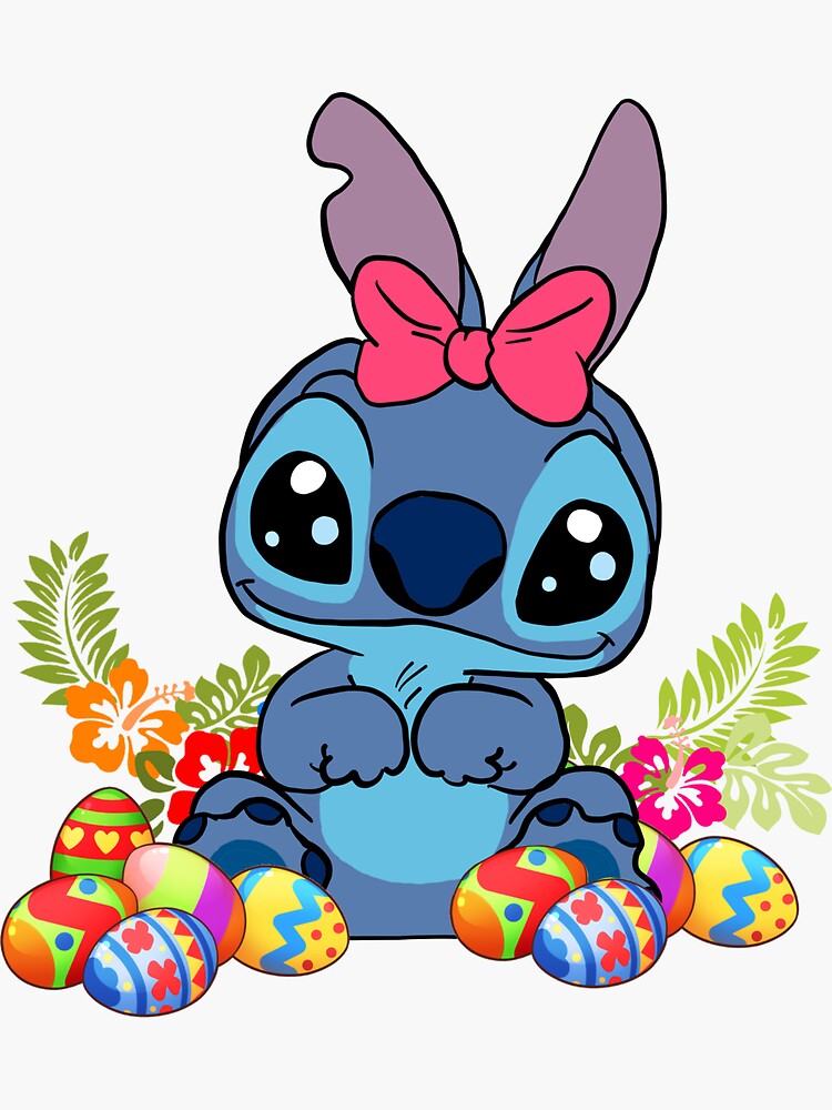 "Stitch Easter fan art" Sticker for Sale by Scenic | Redbubble