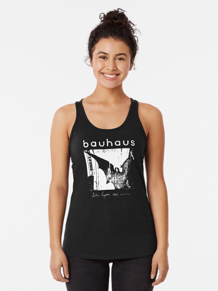 Thumbnail 1 of 3, Racerback Tank Top, Bauhaus - Bat Wings - Bela Lugosi's Dead designed and sold by createdezign.
