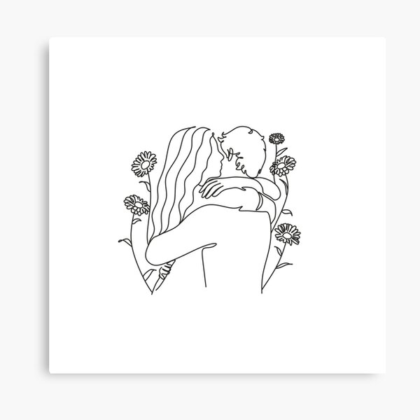 Abstract Line Heart Hand Canvas Print Couple Holding Hands Wall Art Picture  Love Sketch Romantic Drawing Poster Painting Bedroom No Frame-40X50cmX2 :  : Home & Kitchen