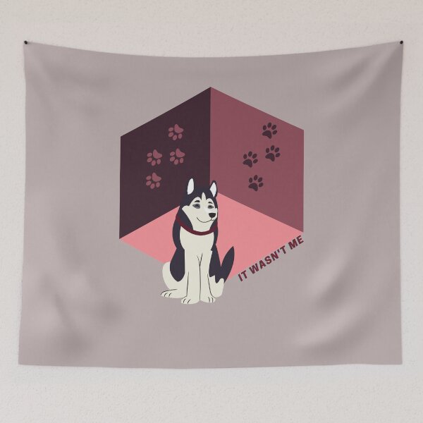 Item preview, DOG HUSKY SIBERIAN || IT WASN'T ME TEXT || VINTAGE COLORS || DOG PAWS  designed and sold by RominaMD.