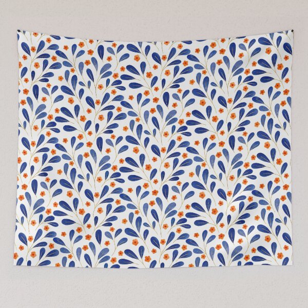 Item preview, Springtime Floral | Blue and Orange designed and sold by RebeccaFlaherty.