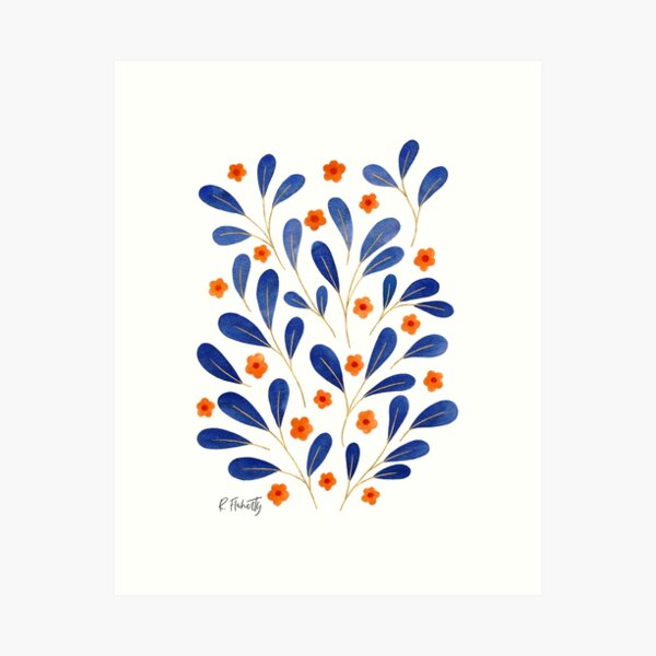 Item preview, Springtime Floral | Blue and Orange designed and sold by lovelettered.