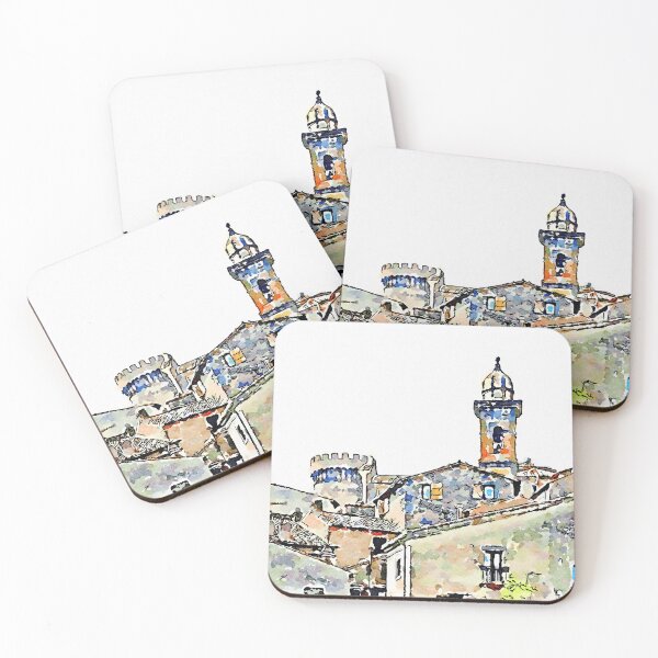 Item preview, Bracciano: foreshortening village with tower and bell tower designed and sold by Giuseppe Cocco.