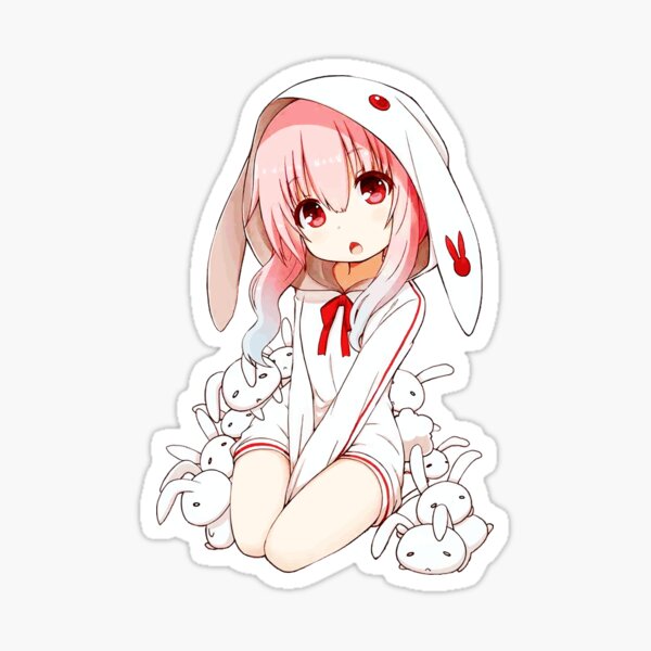 Cute brown winking bunny kawaii cartoon vector character. Adorable and  funny animal sitting and smiling isolated sticker, patch. Easter rabbit.  Anime Stock Photo - Alamy