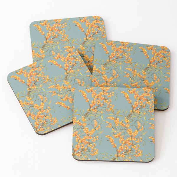 Item preview, Sea- buckthorn tree with berries and leaves designed and sold by fairytaleprints.