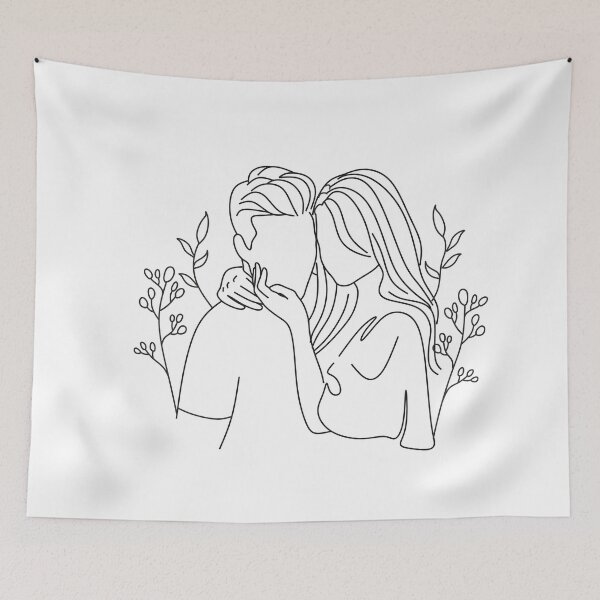 Item preview, Couple in love line drawing. Line art woman and men designed and sold by OneLinePrint.