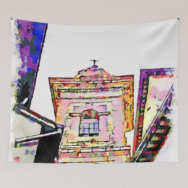 Item preview, Bracciano: foreshortening village with bell tower between the roofs designed and sold by Giuseppe Cocco.