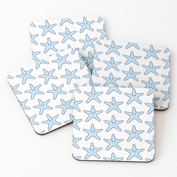 Item preview, Seacreature , under the sea light baby blue happy starfish designed and sold by Barolina.