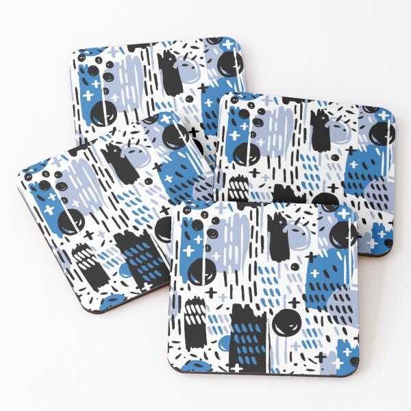 Item preview, Black, Blue and White Abstract Brushstrokes designed and sold by pugmom4.