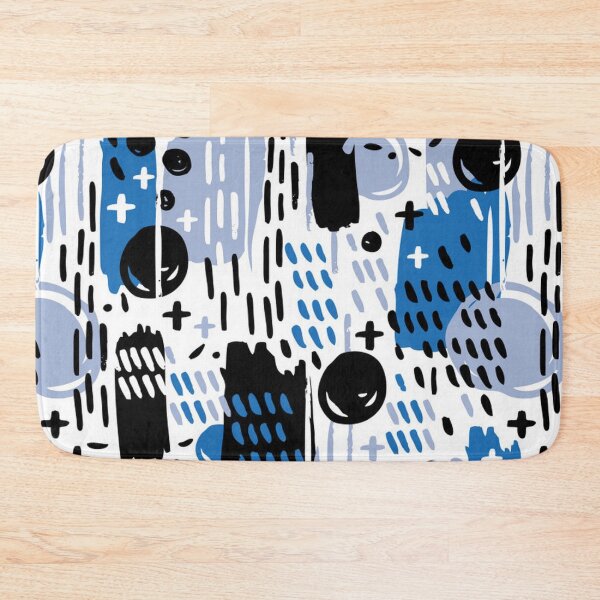 Item preview, Black, Blue and White Abstract Brushstrokes designed and sold by pugmom4.