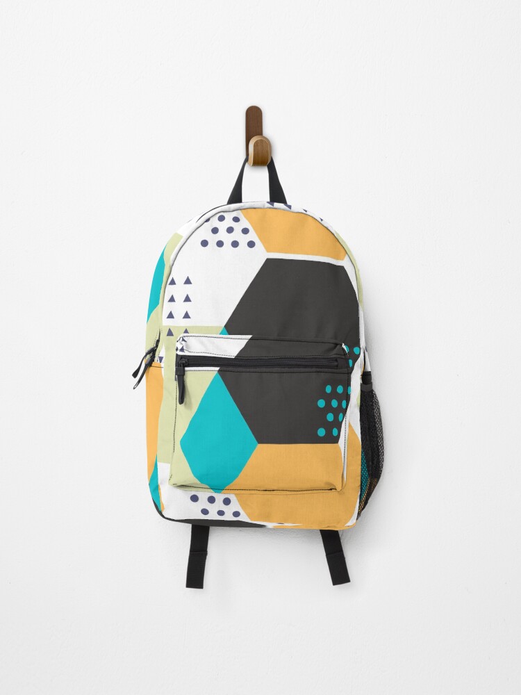 Thumbnail 1 of 3, Backpack, Geometric Black and orange pattern designed and sold by Rislam.